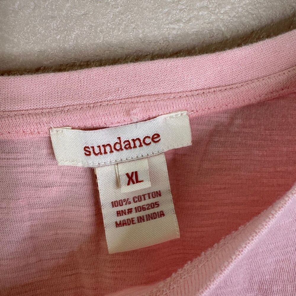 Sundance Crochet Lace Long Sleeve Shirt Womens XL Solid Pink Cotton Basic Boho - Picture 2 of 9